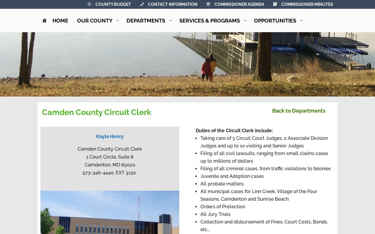 Camden County criminal court case Circuit Clerk page