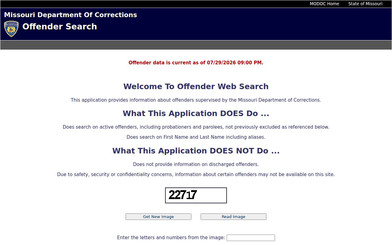 Camden County criminal history Missouri corrections offender search