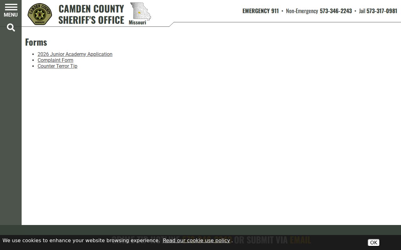 Camden County criminal history sheriff records request forms