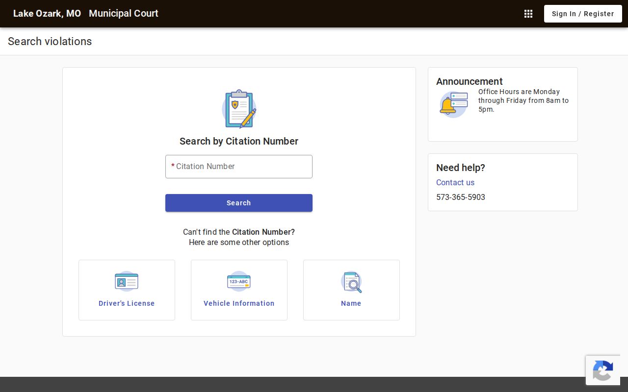 Lake Ozark criminal history municipal citation search