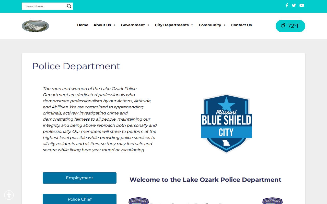 Lake Ozark criminal history police department records page